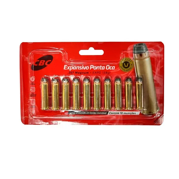 MUNIÇÃO CBC .357 MAGNUM EXPANSIVA SEMI - ENCAMISADA 158GR