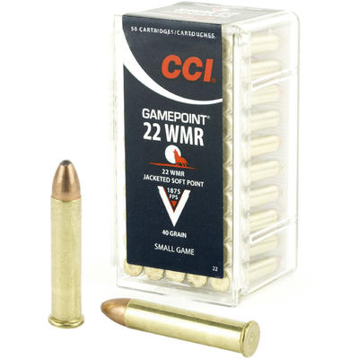 MUNIÇÃO CCI CALIBRE .22WMR GAMEPOINT SMALL GAME 40 GRS (CAIXA COM 50 UNIDADES)