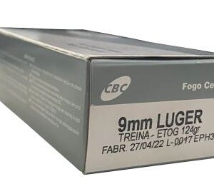 MUNIÇÃO CBC .9MM LUGER ETOG OGIVAL TREINA 124GR CAIXA COM 50 UNIDADES
